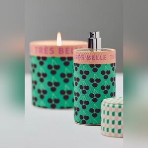 Anthropologie Bundle Emi Fruity Black Cherry & Tonka Glass Candle And Room Spray